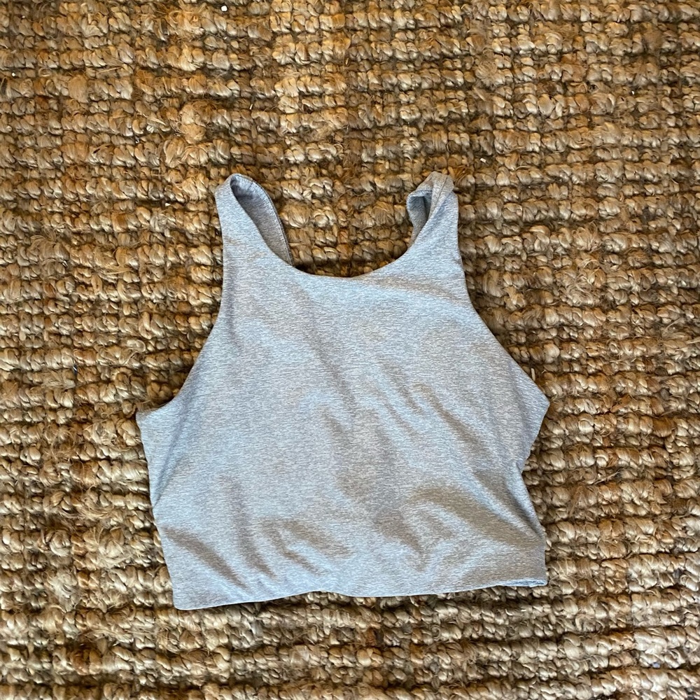 Outdoor Voices Heather Gray High Neck Sports Bra